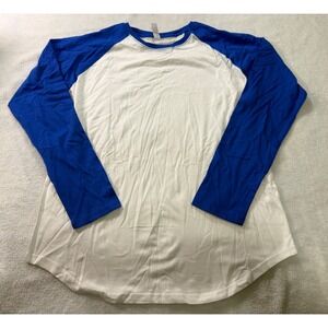 Royal Avalon Sport Mens Large Baseball Tee Blue White Raglan Cotton 6Pk